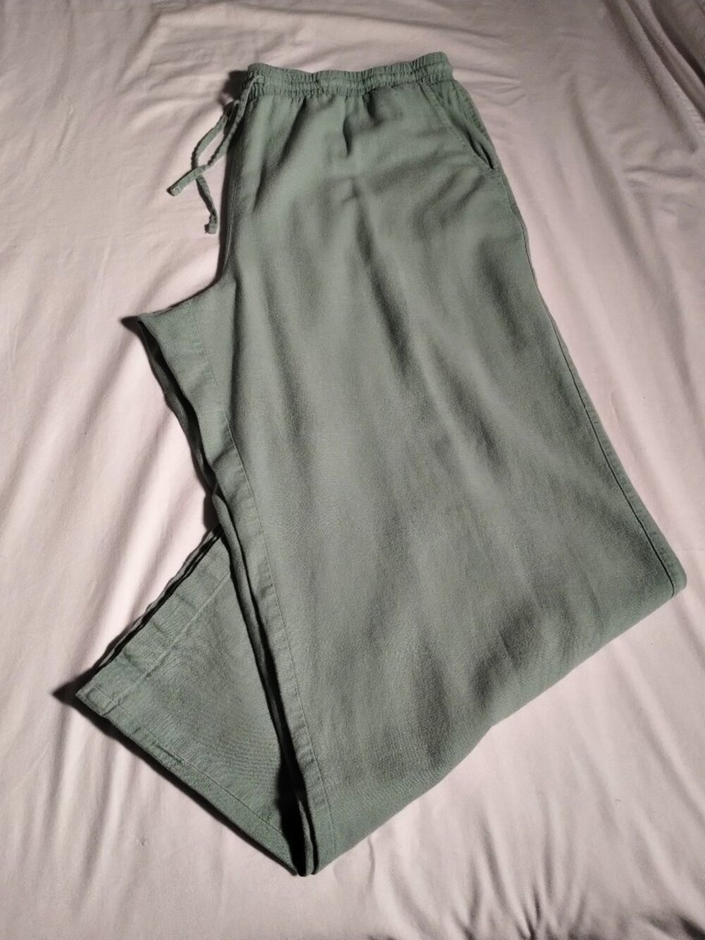 GAP Light Mint Green LINEN Blend DRAWSTRING Pant Sz XL (29 Inch Inseam)